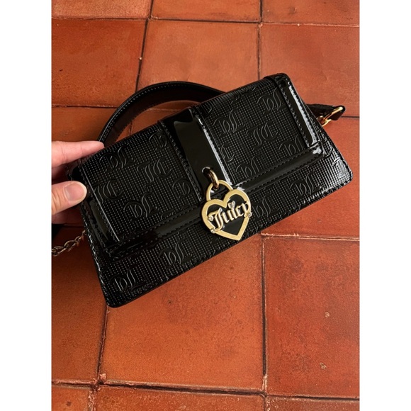 Juicy Couture Black Blush Metallic Faux Leather Simply Perfect Shoulder Bag NWOT - Picture 5 of 5